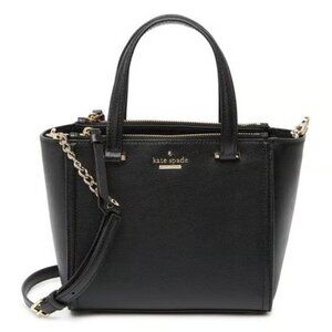 Kate Spade Black Pebble Leather Satchel Crossbody Bag Patterson Dive Mini Kona